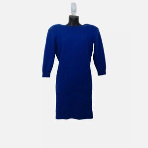 Frame Size XS Strong Shoulder Mini Dress Cashmere Blend 3/4 Sleeve Blue NEW